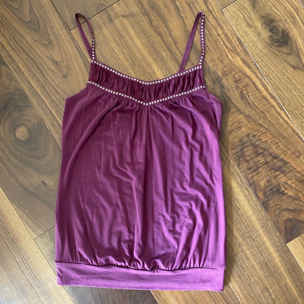 [Express] Burgundy Top with Gold Sequins